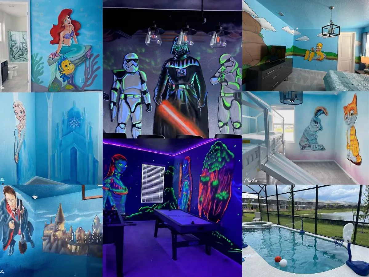 Holiday home 12 Bedrooms With Amazing Disney Character Drawing On Wall/ Near By Disney Kissimmee