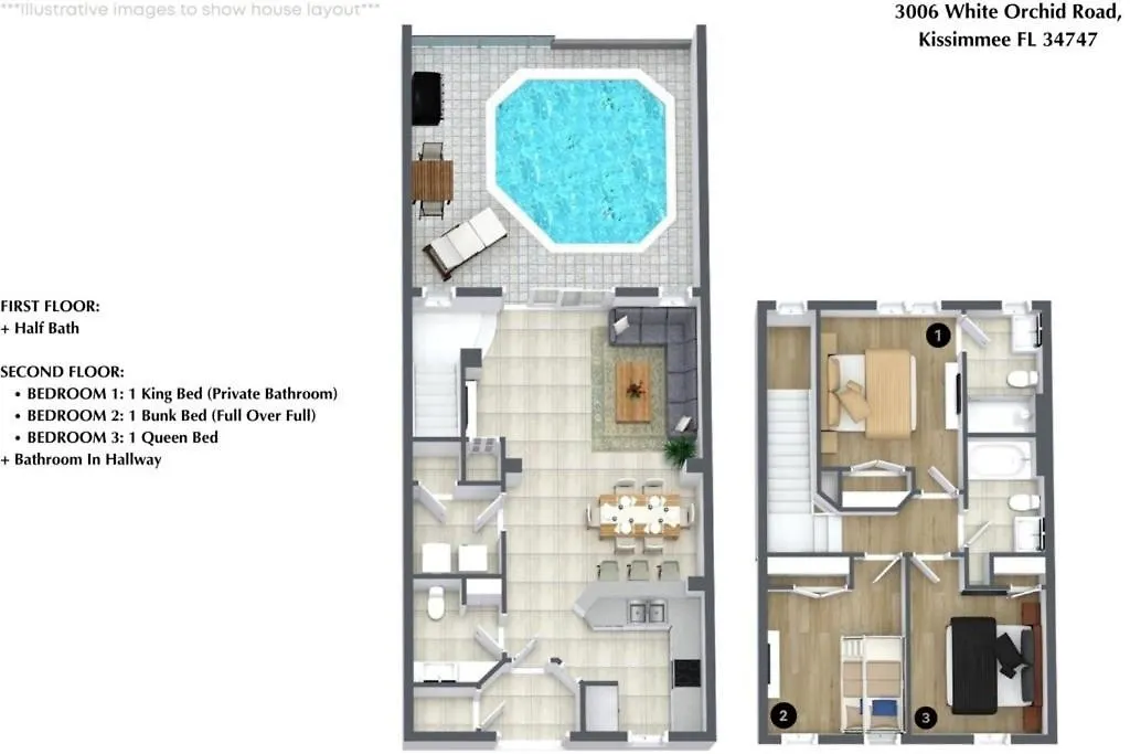 3 Bed 2,5 Bath Perfect Family Bunk Beds Townhouse Holiday home Kissimmee