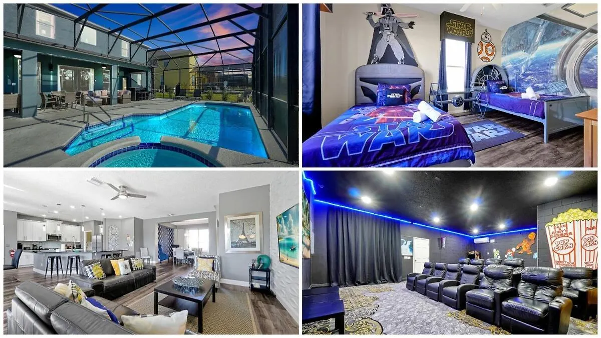 Waterfront Showcasing A Theater, Games Room, And A Private Pool Holiday home Kissimmee