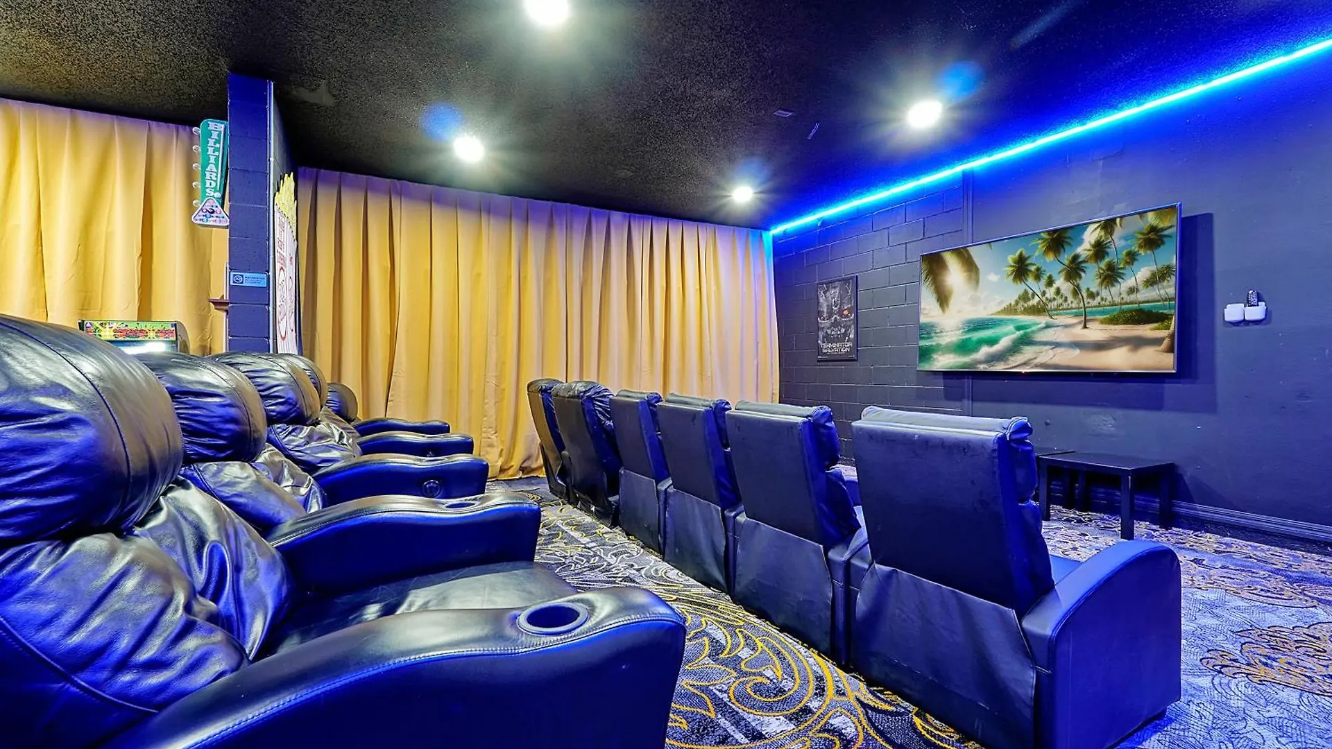 Waterfront Showcasing A Theater, Games Room, And A Private Pool