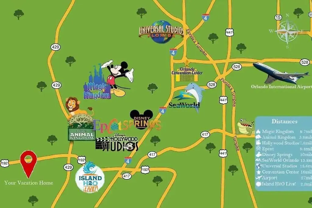 Newly Renovated First Floor 3bed & 2 Bath, Outdoor Pool, 10-min To Disneyworld & Animal Kingdom!