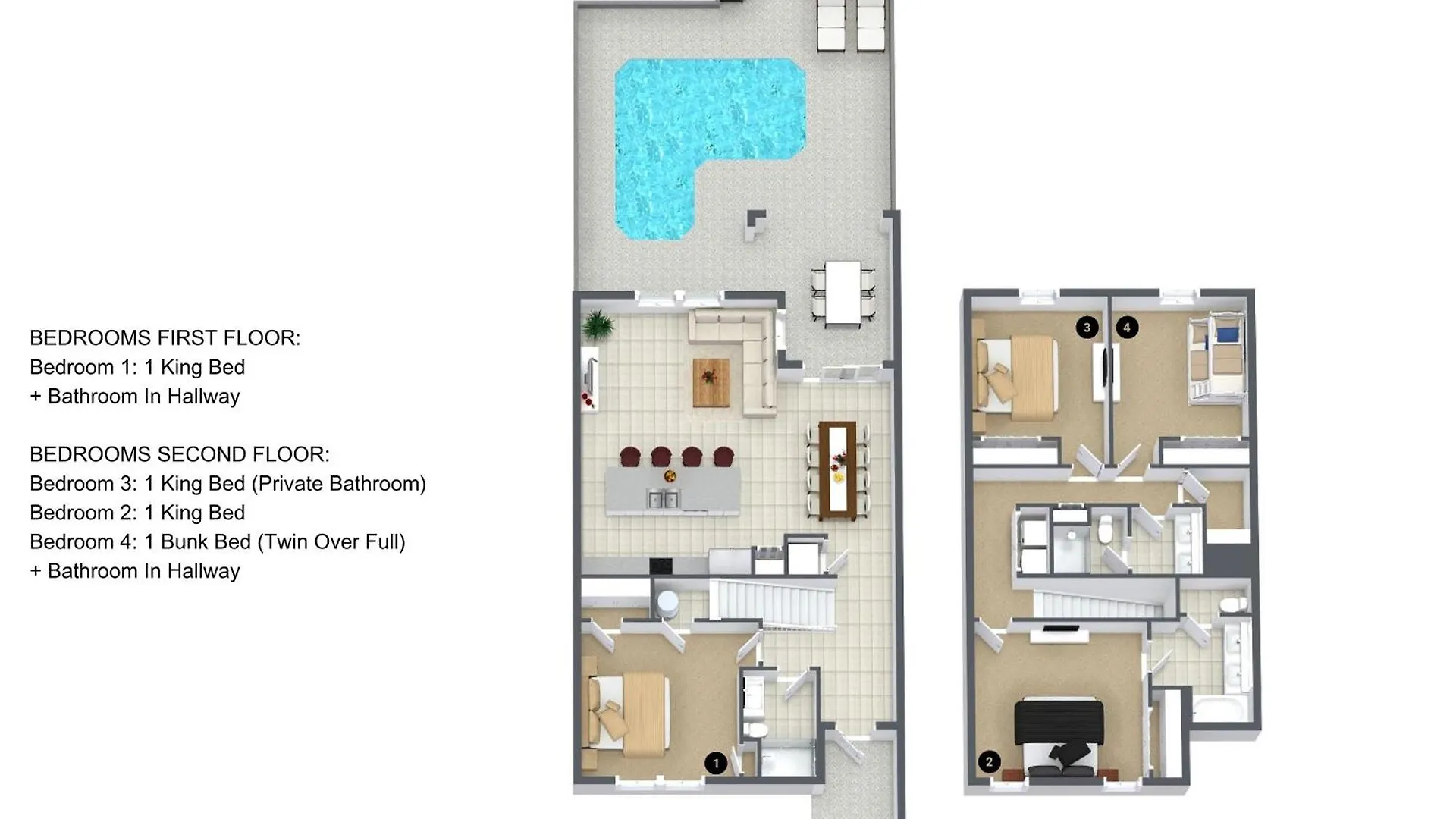 4 Bedroom- 3 Bathroom Storey 4818 Ml Holiday home *