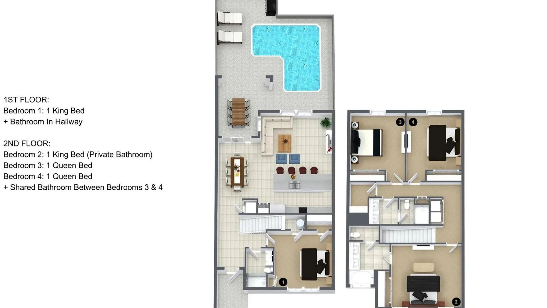 Holiday home 4 Bedrooms- 3 Bathrooms- Storey 2621 Ss